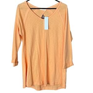 Soft Surroundings Anissa Tunic Mock Orange Crop Sleeve Top Size Small NWT